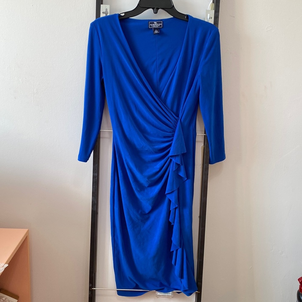 Faux wrap dress with side ruching
